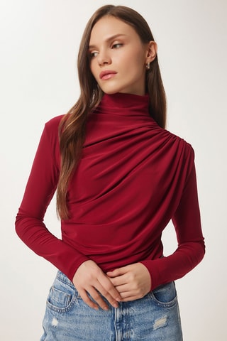 Gedrapeerde Top - Bordeauxrood