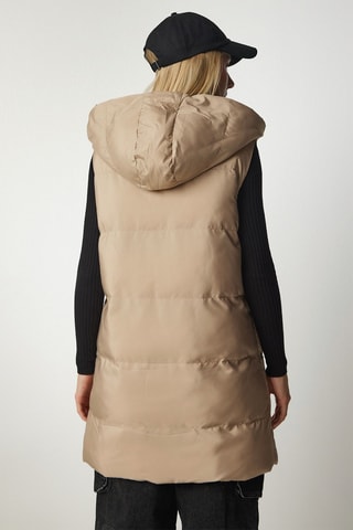 Lange Dubbelzijdige Bodywarmer - Beige en Zwart