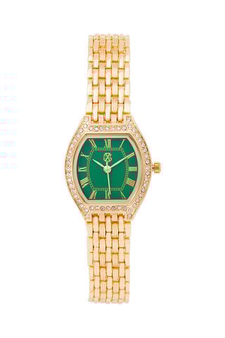 Relógio de quartzo em metal 
Dourado e verde