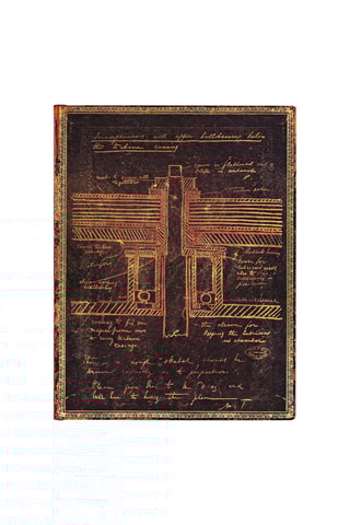 Notitieboekje Tesla, Sketch of a Turbine Chocoladebruin en Oranje - 18 x 23 cm