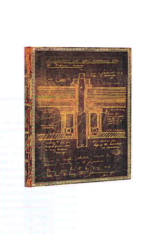 Notitieboekje Tesla, Sketch of a Turbine Chocoladebruin en Oranje - 18 x 23 cm