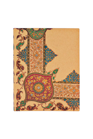 Gelinieerd Notitieboekje Visions of Paisley Ivory Kaft - Geel en Rood - 18 x 23 cm