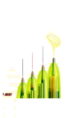 12 Balpennen Fluo - 4 Inktkleuren