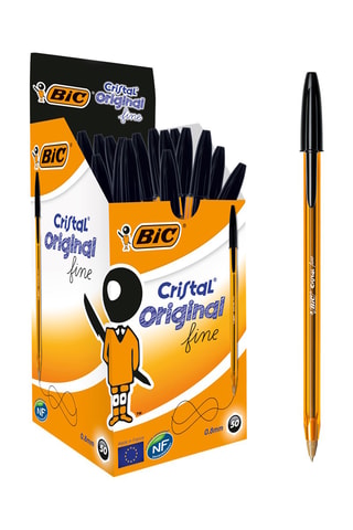 50 Balpennen Cristal - Zwarte Inkt