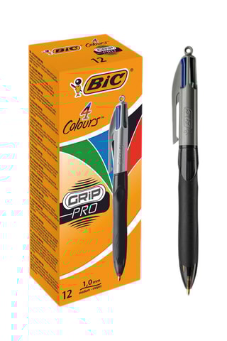 12 Balpennen Grip Pro - 4 Inktkleuren