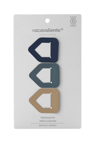 3 Leren Bladwijzers - Beige en Blauw