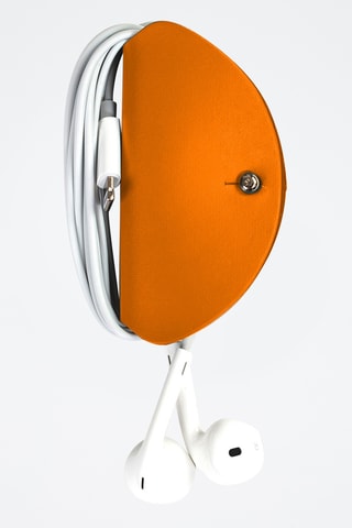 Leren Etui voor Oortjes - Oranje
