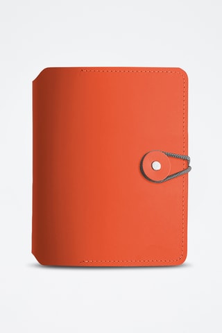 Leren Gekinieerd Notitieboekje - 80 Pagina's - Koraalrood - 13 x 17 x 2,5 cm