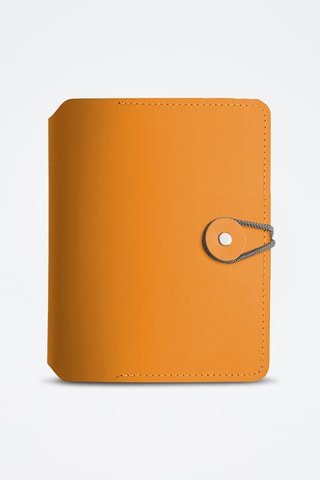 Leren Gekinieerd Notitieboekje - 80 Pagina's - Oranje - 13 x 17 x 2,5 cm