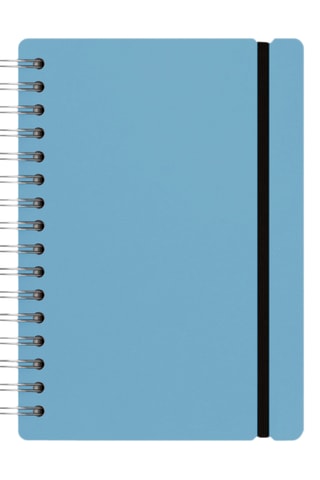 Leren Gilinieerd Spiraalschrift - 80 Pagina's - Hemelsblauw - 16,5 x 21,5 x 2 cm