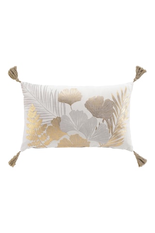 Coussin déhoussable Melisse - Ecru et doré - 30 x 50 cm