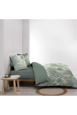 Parure de draps en coton Nymea - Blanc et vert