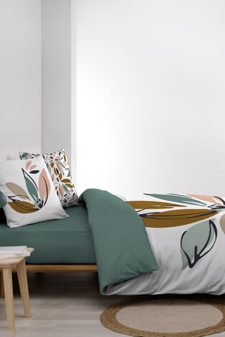Parure de draps en coton Octavia - Blanc et vert