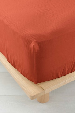 Drap-housse en gaze de coton Angelia - Terracotta