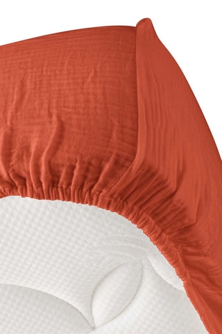 Drap-housse en gaze de coton Angelia - Terracotta