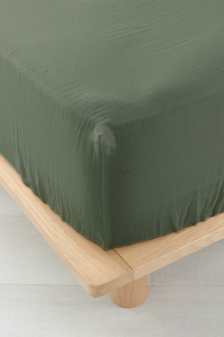 Drap-housse en gaze de coton Angelia - Kaki
