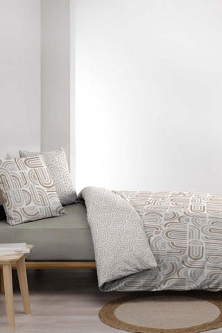 Parure de couette Pandoris - Beige et blanc