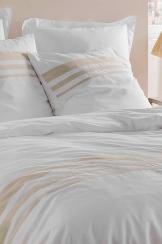 Parure de couette réversible en coton Margaux - Blanc et bronze