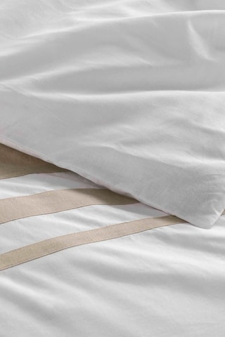 Parure de couette réversible en coton Margaux - Blanc et bronze