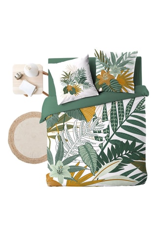 Parure de couette Florida en coton 42 fils/cm² - Blanc et marron
