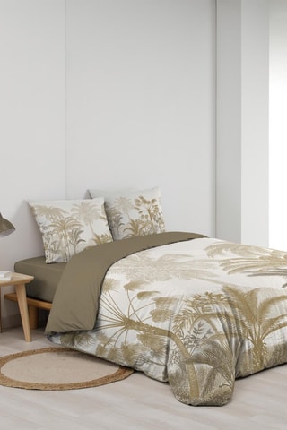 Parure de couette Cocoty en coton 42 fils/cm² - Blanc et marron