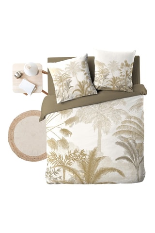 Parure de couette Cocoty en coton 42 fils/cm² - Blanc et marron