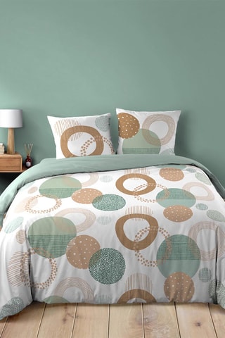 Parure de couette Lunabella en coton 42 fils/cm² - Blanc et marron