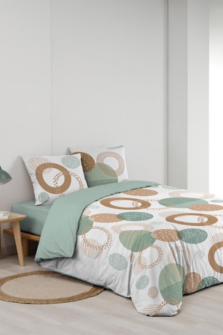 Parure de couette Lunabella en coton 42 fils/cm² - Blanc et marron