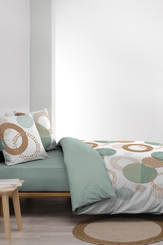 Parure de couette Lunabella en coton 42 fils/cm² - Blanc et marron