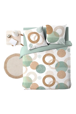 Parure de couette Lunabella en coton 42 fils/cm² - Blanc et marron