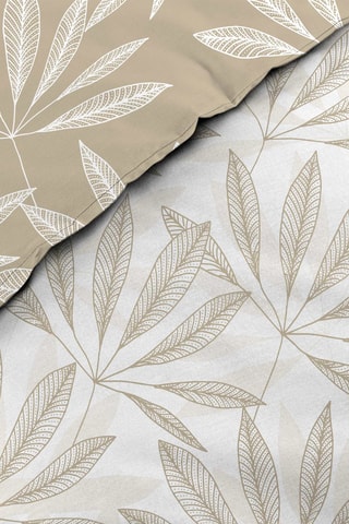 Parure de couette réversible en coton Malia - Blanc et taupe