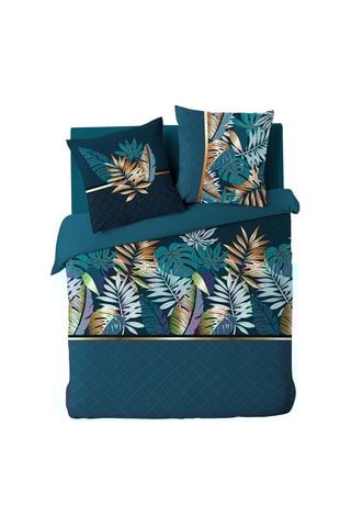 Parure de couette en coton - 42 fils/cm² Alianor - Bleu pétrole