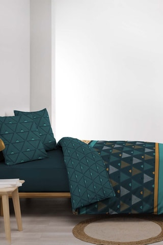 Parure de couette Triade - Bleu-vert et jaune