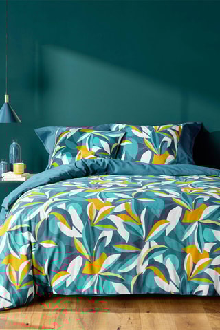 Parure de couette Lavinia - 42 fils/cm² - Bleu et blanc