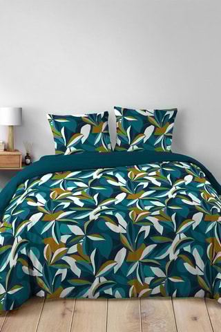 Parure de couette Lavinia - 42 fils/cm² - Bleu et blanc