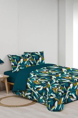 Parure de couette Lavinia - 42 fils/cm² - Bleu et blanc