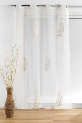 Voilage Palmeor - Blanc et doré - 140 x 240 cm