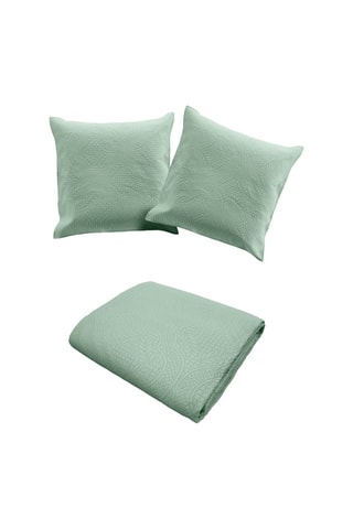 Couvre-lit et taies d'oreiller Romane - Sauge
