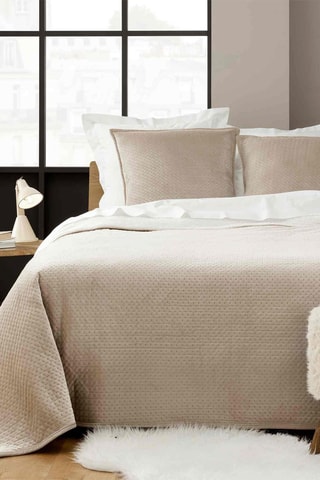 Couvre-lit et taies d'oreiller en velours Mylene - Marron
