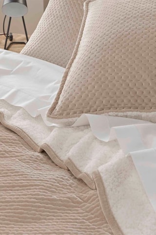 Couvre-lit et taies d'oreiller en velours Mylene - Marron