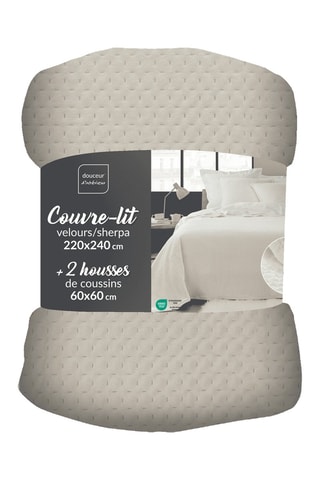 Couvre-lit et taies d'oreiller en velours Mylene - Crème