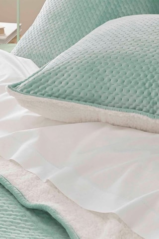 Couvre-lit et taies d'oreiller en velours Mylene - Sauge