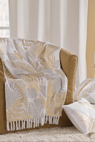Coussin Melisse - Blanc et doré - 40 x 60 cm