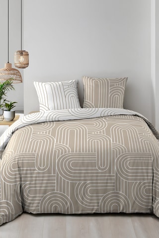 Parure de couette réversible Modul - Blanc et marron