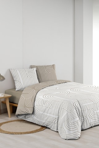 Parure de couette réversible Modul - Blanc et marron