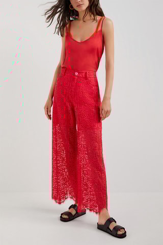 Broek Wide Legs Rood