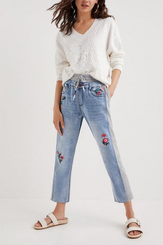 7/8 Broek Casual Lichtblauw en Grijs