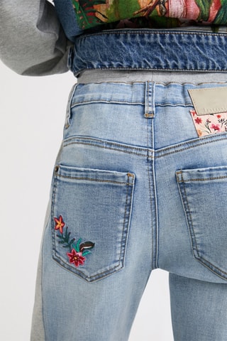 7/8 Broek Casual Lichtblauw en Grijs
