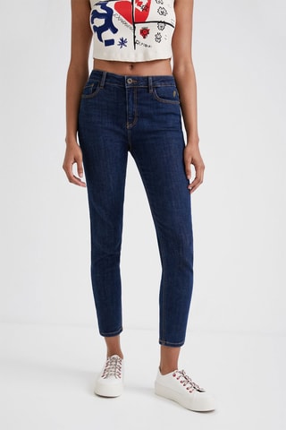 Jeans met Hoge Taille Slim Fit Marineblauw