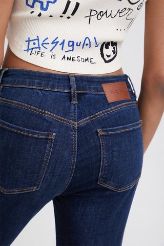 Jeans met Hoge Taille Slim Fit Marineblauw